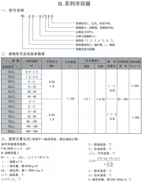 GLC型冷卻器尺寸示意圖